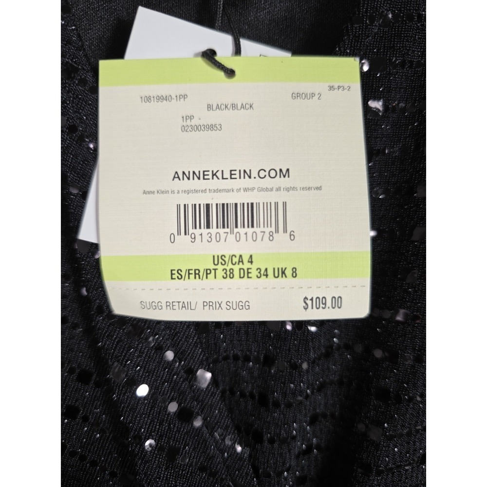 Anne Klein Black Sequin Wrap Cocktail Dress 3/4 Sleeve Size 4 NWT Party - Picture 4 of 11